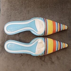 MARTINEZ VALERO never worn colorful striped mule heel size 6